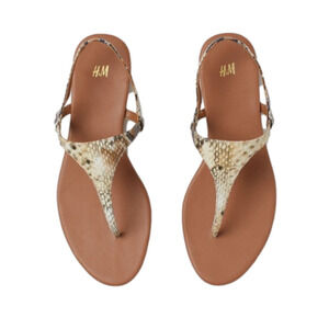 H&m Snake Print Flat Thong Sandals
